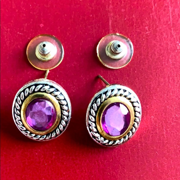 unknown Jewelry - Vintage light purple,gold silver tone earrings